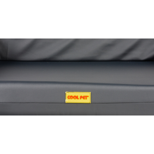 Orthopedic bed, high padded edge - gray eco leather