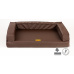 Orthopedic bed, padded edge - brown eco leather