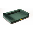 Orthopedic bed - green quilted velour/black eco leather