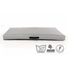 Memory foam dog bed with removable faux leather cover LIGHT GRAY