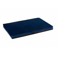 Orthopedic bed - quilted velour dark blue/black eco leather Orthopedic bed - quilted velour dark blue/black eco leather