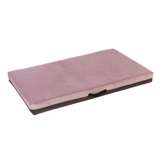 Bed - quilted velour in old pink/brown eco leather Bed - quilted velour in old pink/brown eco leather
