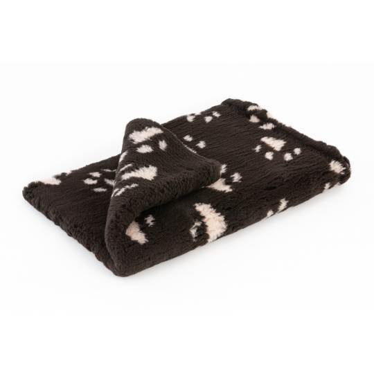 Vet Bed Dog Mat - Dark Brown/Beige Paws