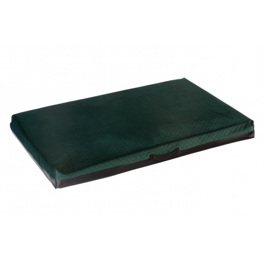 Orthopedic bed - quilted green velour material/brown eco leather Orthopedic bed - quilted green velour material/brown eco leather