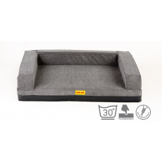Orthopedic bed with padded edge - gray velour/gray eco leather,