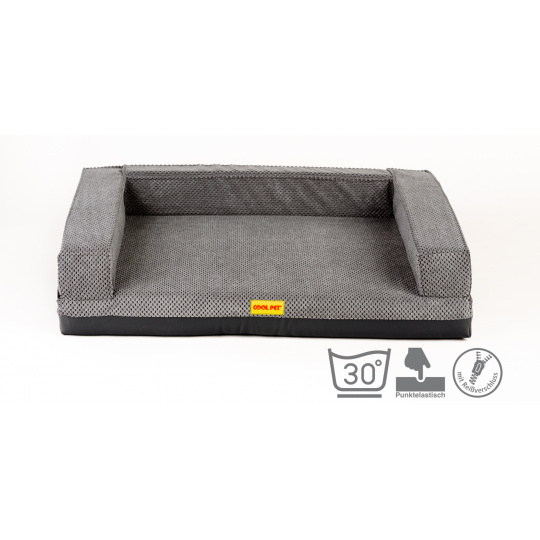 Orthopedic bed with padded edge - gray velour/gray eco leather, Orthopedic bed with padded edge - gray velour/gray eco leather,