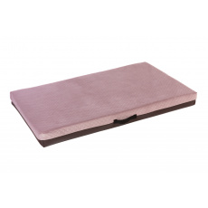 Orthopedic bed - quilted velour in old pink/bottom brown eco leather